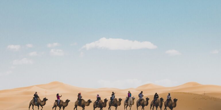 vertical-shot-people-riding-camels-sand-dune-desert-770x385 Aşk, Ünsiyet ve Haz Hakkında Bir Özet